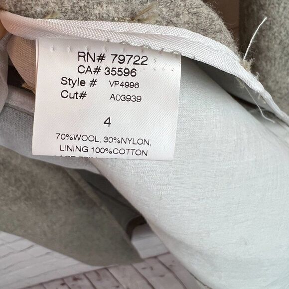 POLECI gray wool blend lined flared sleeve pocket elastic waist classic coat 4 - Picture 12 of 14